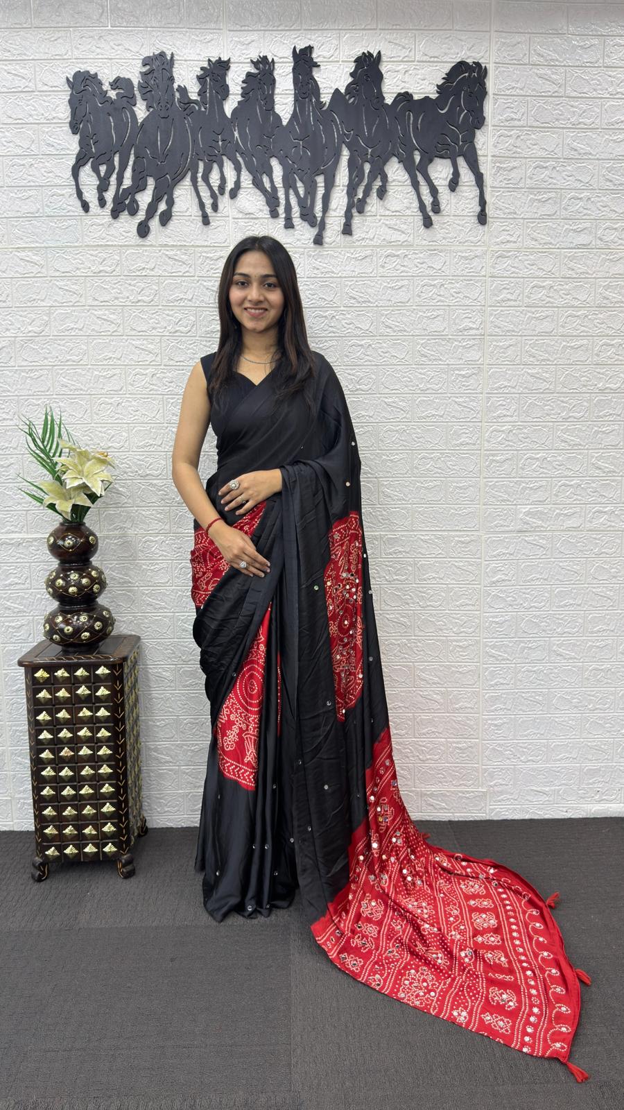 Royal Reflection Gajji Silk Mirror Work Saree